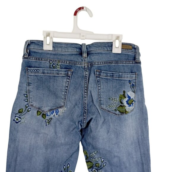 BlankNYC Skinny Classique Blue Floral Embroidered Jeans Size 27 Womens - Picture 8 of 13